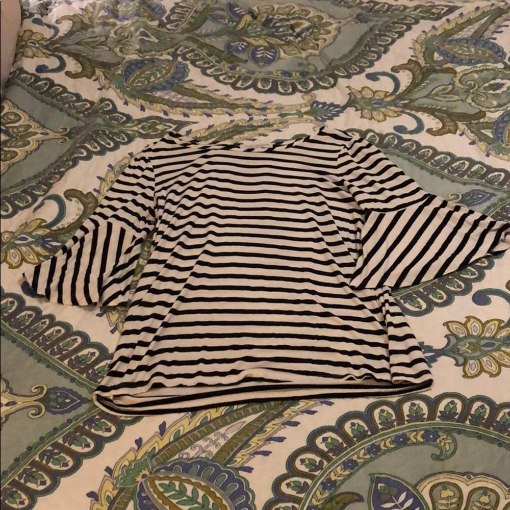 Bell sleeve striped top